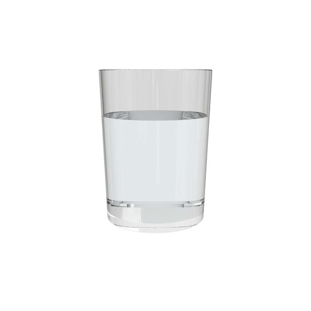 Gyro water glass with a simulated liquid surface