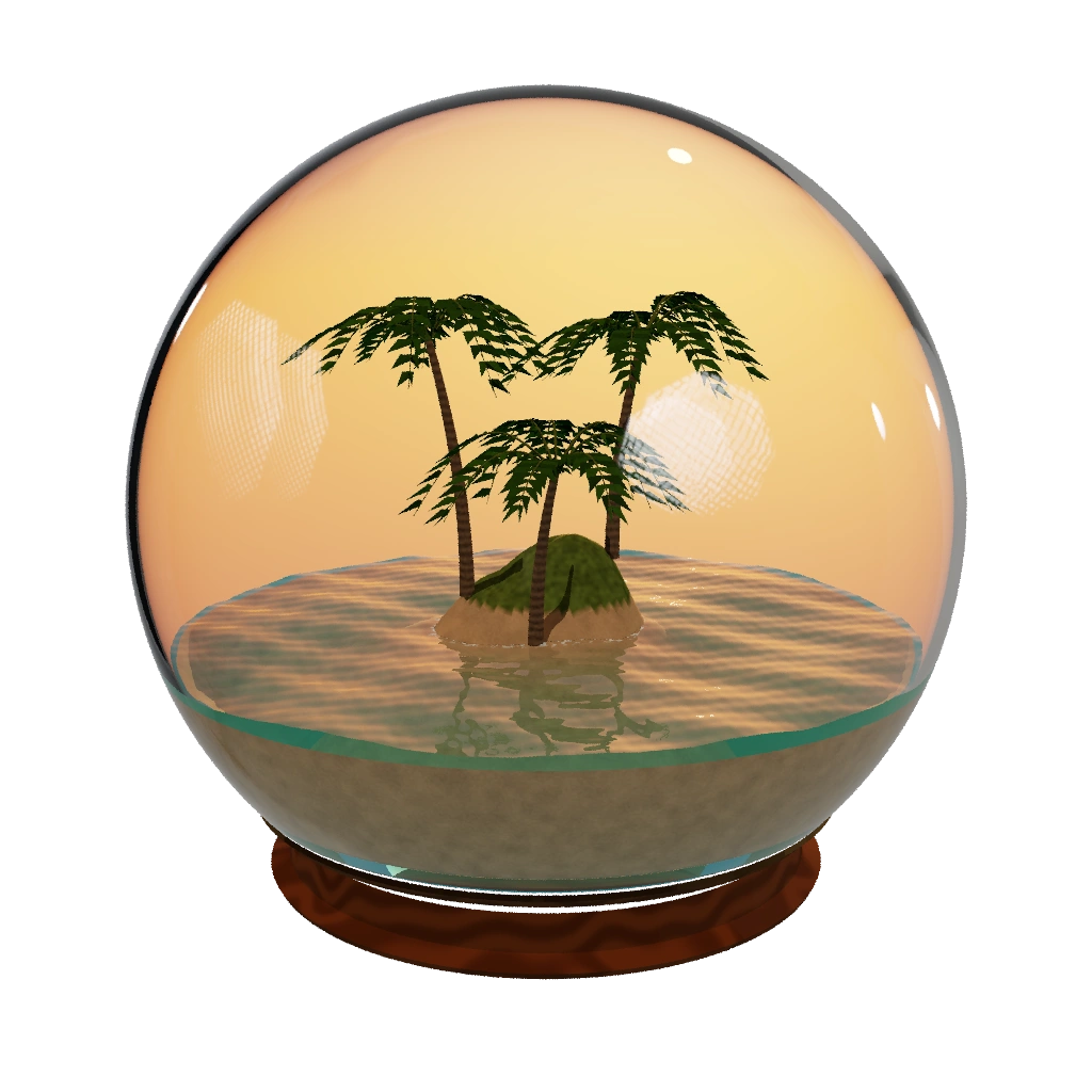 Gyro island globe with an ocean and a small island